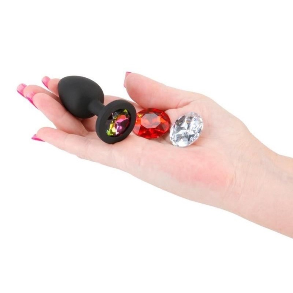Personal Plug Bling Round Jewel Silicone Black